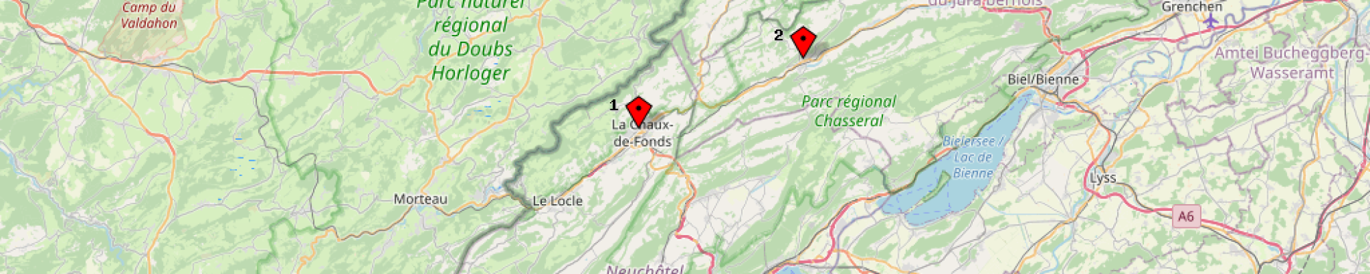 Cette carte indique le Vostok et les places de parc à proximité